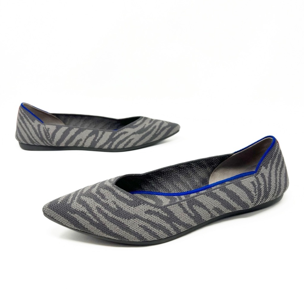 SOLD! Rothy's Retired The Point Grey Zebra Shoes Slip On Ballet Flats Womens 9.5 - Picture 13 of 13